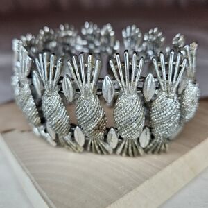 Sarah Coventry Vintage 1960s Pineapple Crown Panel Bracelet - Some Wear